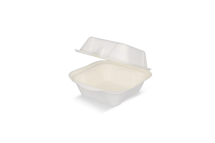 BIO Zuckerrohr Hamburger Box IP7, M, 80x80x70mm, weiß