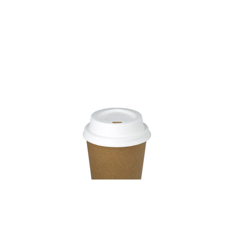 100 % biologisch abbaubarer Bagasse-Deckel Ø 70 mm auf Coffee-to-go-Becher
