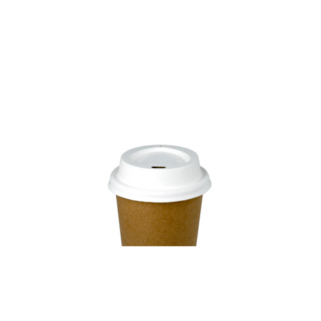 100 % biologisch abbaubarer Bagasse-Deckel Ø 73 mm auf Coffee-to-go-Becher