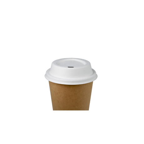 100 % biologisch abbaubarer Bagasse-Deckel Ø 90 mm auf Coffee-to-go-Becher