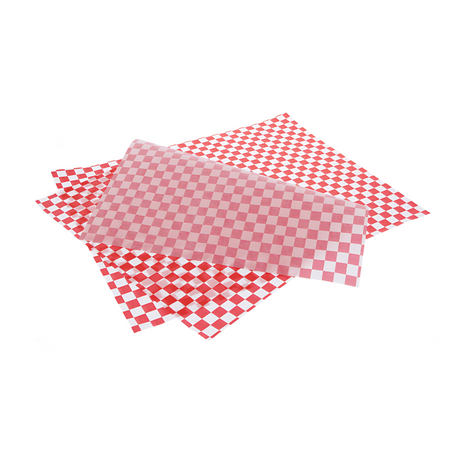 Einschlagpapier 280x340 mm – Rot-Weiß Kariert, Fettdicht