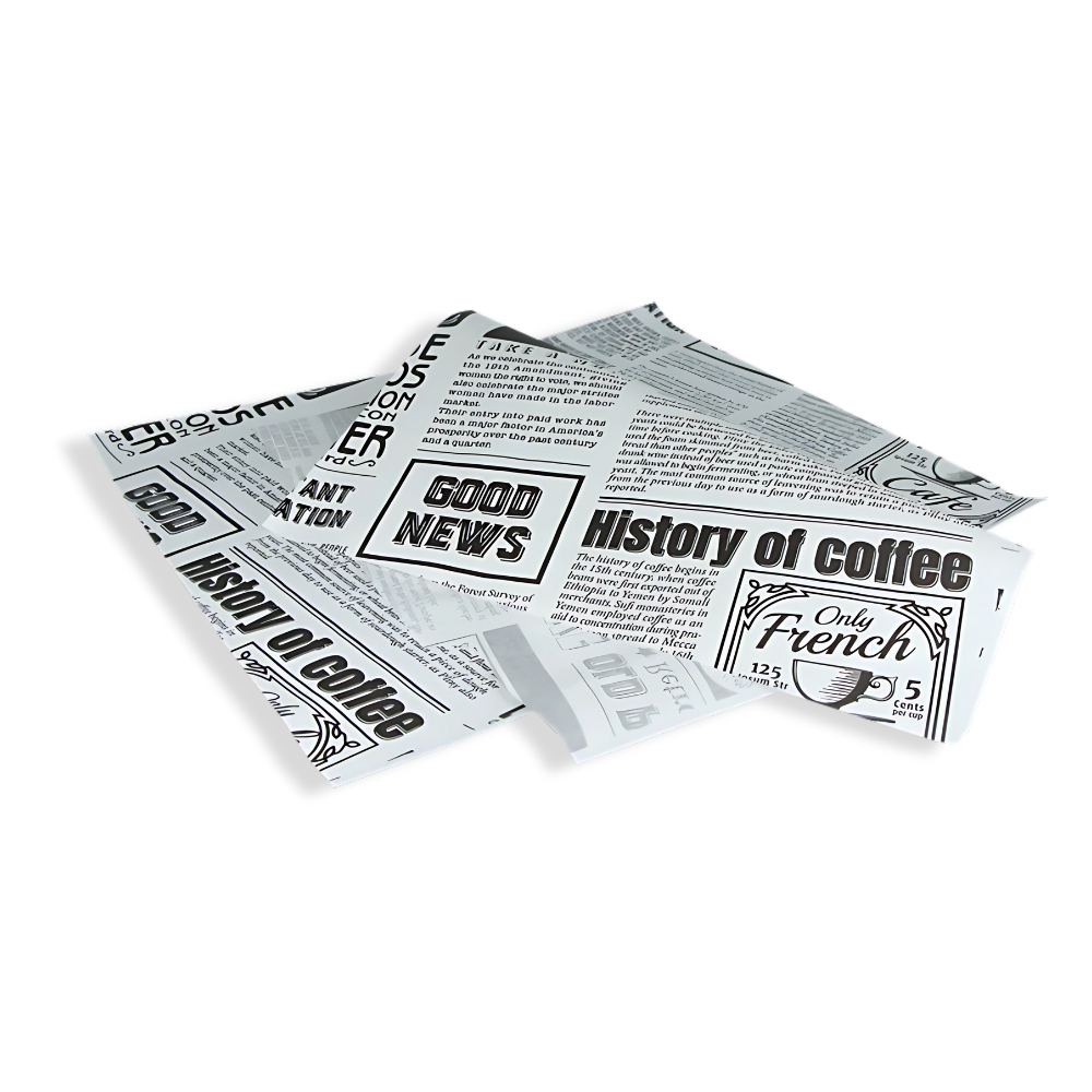 Einschlagpapier 'Newspaper' 330x380 mm – FSC® Mix, Weiß, bedruckt