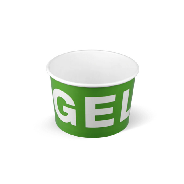 Grüner Gelato Eisbecher 360 ml / 12 oz – stabiler Kartonbecher für Eisdielen & To-Go-Service