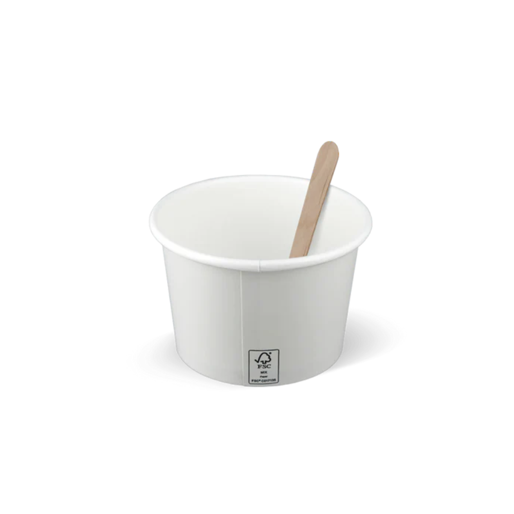 Weißer FSC-zertifizierter Eisbecher 240 ml – umweltfreundlicher Pappbecher für Eisdielen & To-Go-Service