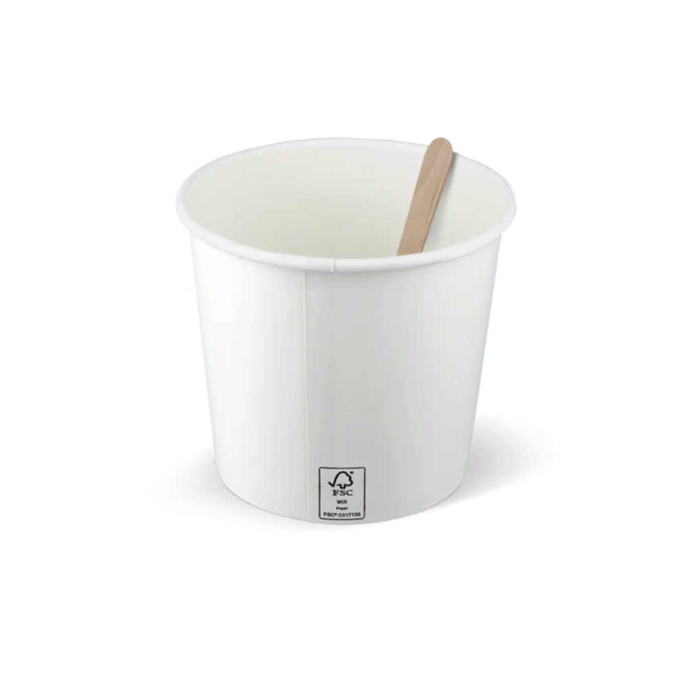 Weißer FSC-zertifizierter Eisbecher 360 ml – umweltfreundlicher Pappbecher für Eisdielen & To-Go