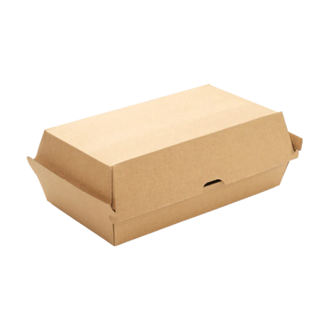Umweltfreundliche Frühlingsrollenbox 205x110x80mm aus Kraftkarton in Braun für Take-Away und Imbiss-Snacks