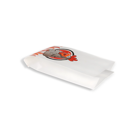 Papier-Hähnchentüte 205×130 mm mit Aufdruck, stabil & fettabweisend – nachhaltige Verpackungslösung für Take-away & Foodtruck