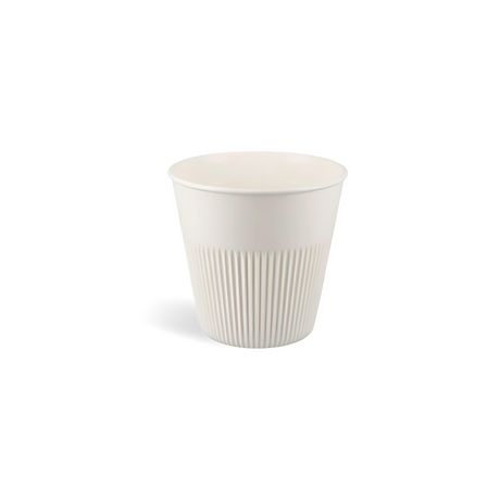 Mehrweg Kaffeebecher 230ml aus PP, mit Griffstruktur für sicheren Halt, stapelbar und nachhaltig für Coffee-to-Go
