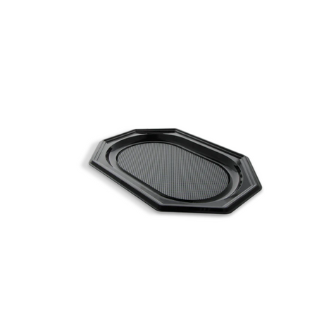Schwarzes PET Achteck-Catering-Tablett 35×25 cm – robust & elegant für Buffets und Catering