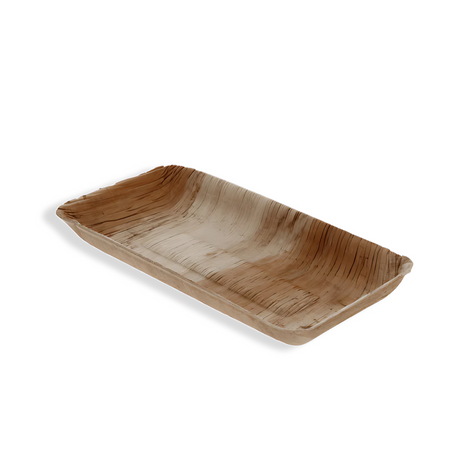 Schlanker Palmblatt-Teller 19 × 9 cm, biologisch abbaubar, geschmacksneutral, elegant