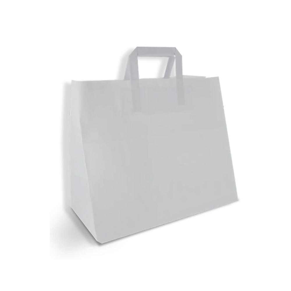 Weiße Papiertüte L 320×170×270 mm – recycelbares Papier, kompakt & ideal für Take-away