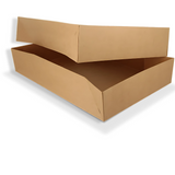Papp-Catering-Box XL (56 × 38 × 8 cm) mit PLA-Fenster – kraftbraun, biologisch abbaubar, ideal für nachhaltiges Catering
