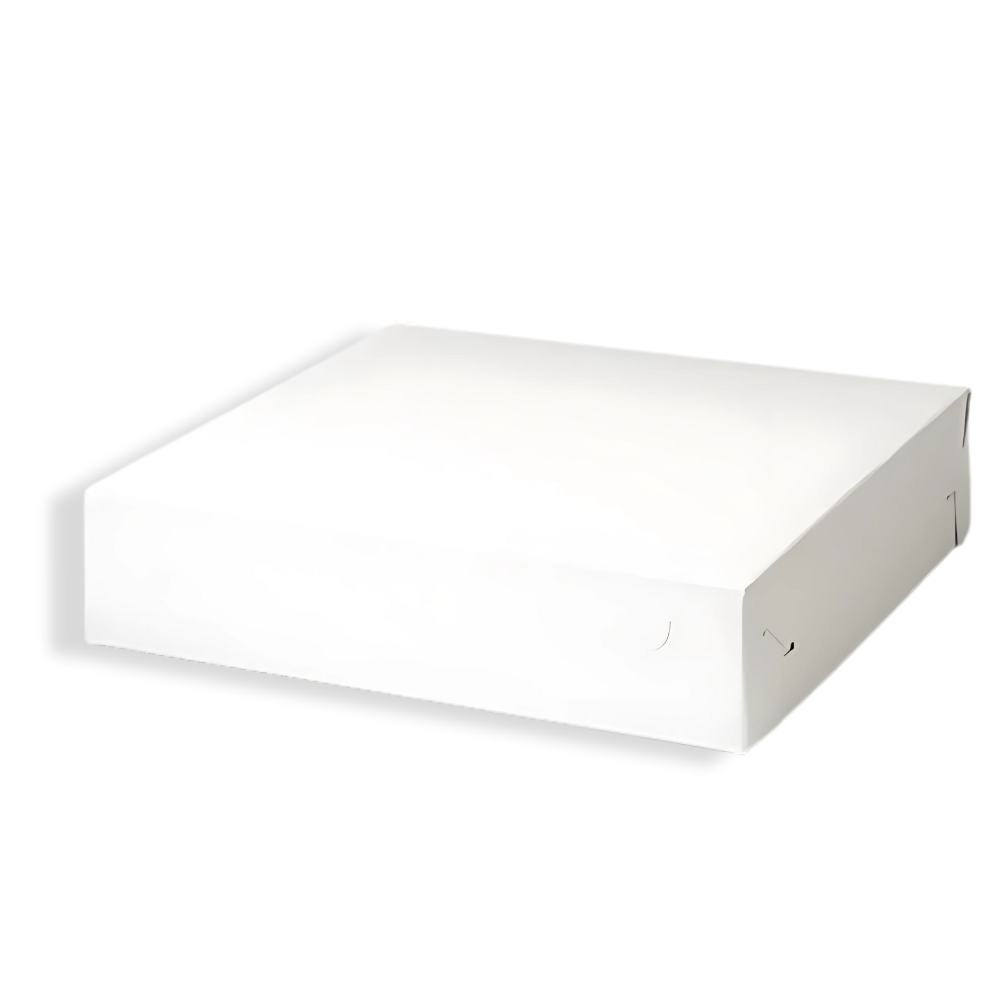 Papp-Gebäckschachtel XL (36 × 36 × 8 cm) Weiß – biologisch abbaubar, robust & praktisch für Gebäck
