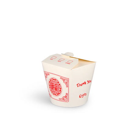 Papp-Nudelbox M 750 ml Ø 94 mm Weiß mit Motiv – fettdicht, lebensmittelecht & recycelbar für asiatische Nudeln, Wokgerichte & To-Go-Genuss