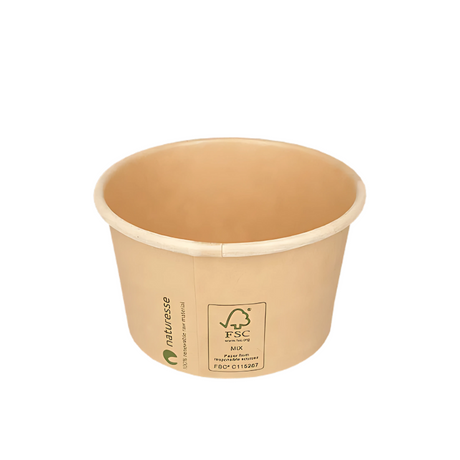 Bio Papp-Saucenbecher 90 ml Ø 75 mm kraftbraun – fettdicht, lebensmittelecht & recycelbar für Saucen und Dips