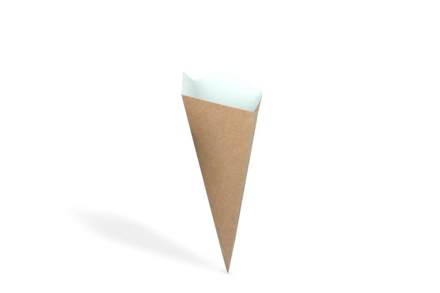 Papp Spitztüte 210×147 mm kraftbraun innen weiß für Snacks