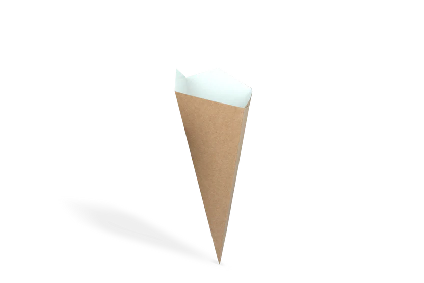 Papp-Snack-Spitztüte, 210x147mm, Kraftbraun/Weiß