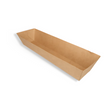 Papp-Snackschale A16 180×35×35 mm Kraftbraun – längliche Snackschale aus Karton für Würstchen & Sticks