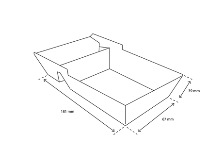 Zweiteilige Papp-Snackschale 181×67×39 mm, kraftbraun – getrennte Fächer für Snacks & Soßen, recycelbar