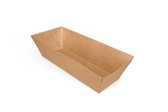 Snackschale aus FSC®-Karton mit PLA-Innenbeschichtung, 114×39×35 mm – ideal für nachhaltige Verpackungen im Take-away