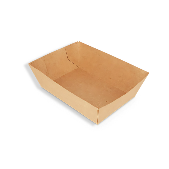 Kraftbraune Papp-Snackschale A7 94×65×35 mm mit Dip – stabiler Karton mit fettabweisender Innenbeschichtung