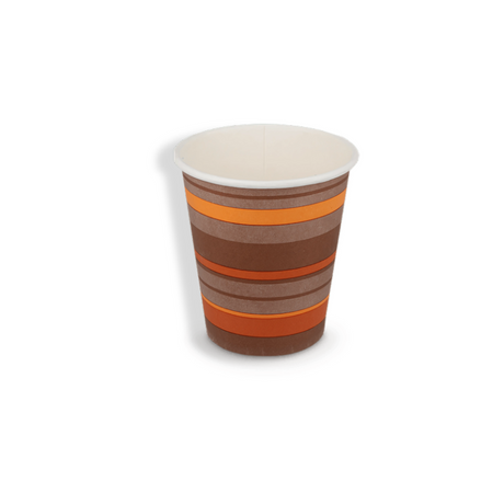 Gestreifter Pappbecher 120 ml Ø 63 mm – farbenfroh, biologisch abbaubar & recycelbar für Espresso-To-Go
