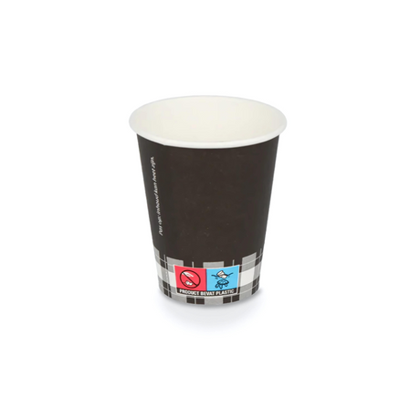 Schwarzer Pappbecher 150 ml Ø 70 mm mit ‘Coffee’-Aufdruck – lebensmittelecht, stabil & formschön für Cafés