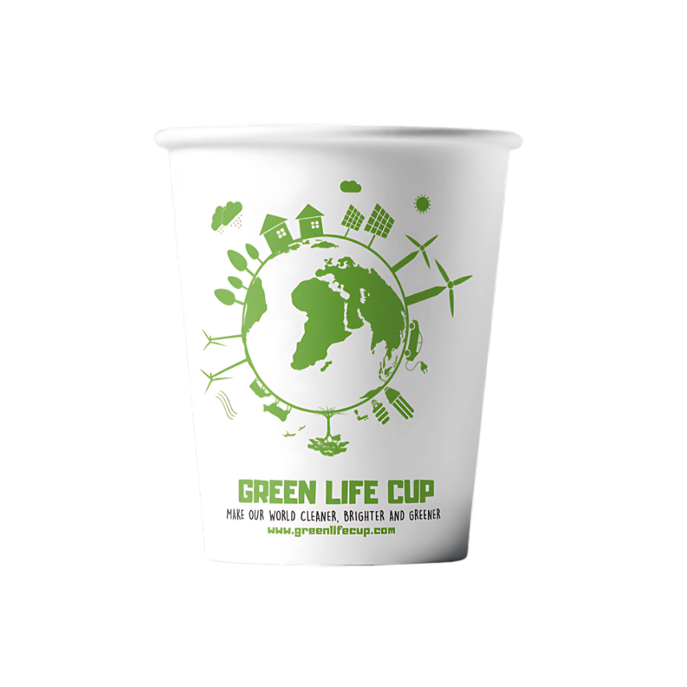 Pappbecher BIO Green Life 180 ml Ø 70 mm – FSC®-Papier mit wasserbasierter Beschichtung, plastikfrei & ideal für nachhaltigen Kaffeegenuss