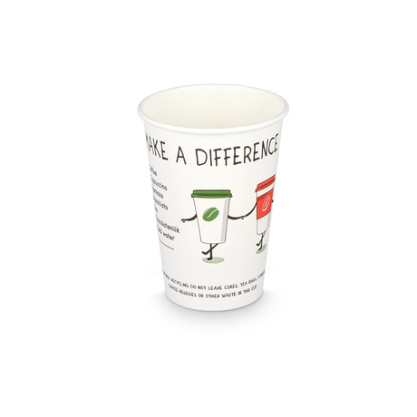 Weißer Pappbecher 180 ml Ø 70 mm, FSC®-Papier mit ökologischer Beschichtung und stilvollem Aufdruck – ideal für Automaten und Events