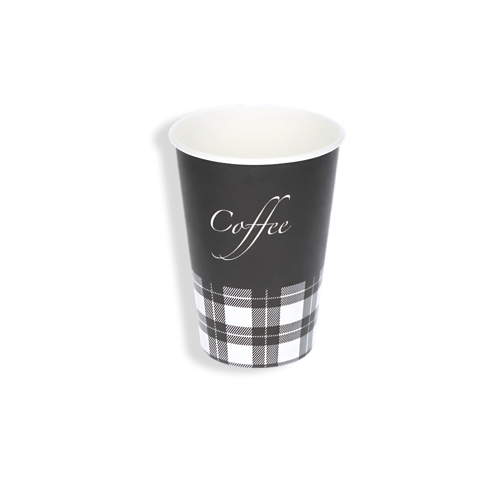 Schwarzer Pappbecher 180 ml Ø 70 mm mit ‘Coffee’-Aufdruck – lebensmittelecht, stabil & formschön für Cafés