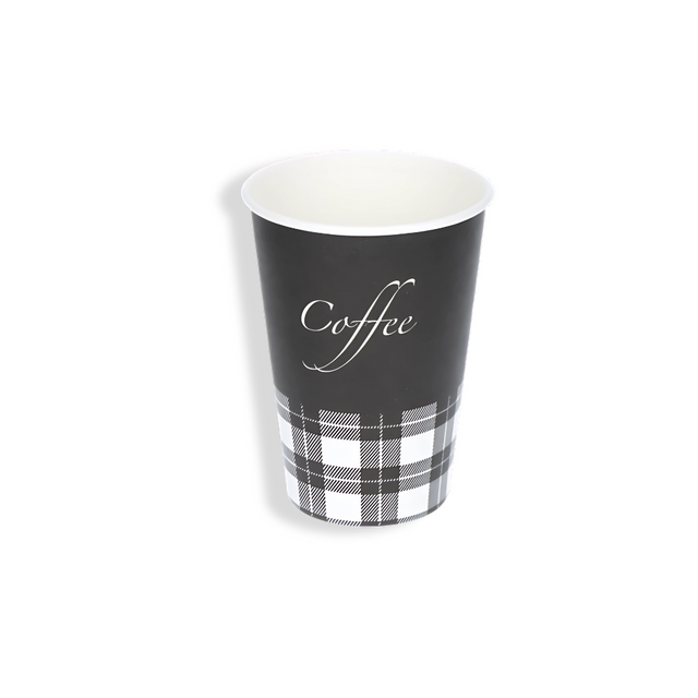 Schwarzer Pappbecher 180 ml Ø 70 mm mit ‘Coffee’-Aufdruck – lebensmittelecht, stabil & formschön für Cafés