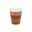 Gestreifter Pappbecher 230 ml Ø 80 mm – farbenfroh, biologisch abbaubar & recycelbar für Cappuccino-To-Go