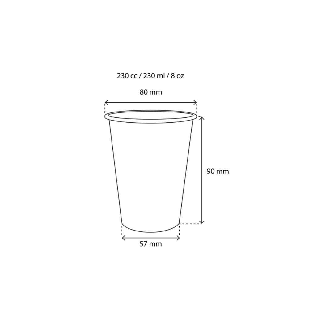 Gestreifter Pappbecher 230 ml Ø 80 mm – farbenfroh, biologisch abbaubar & recycelbar für Cappuccino-To-Go