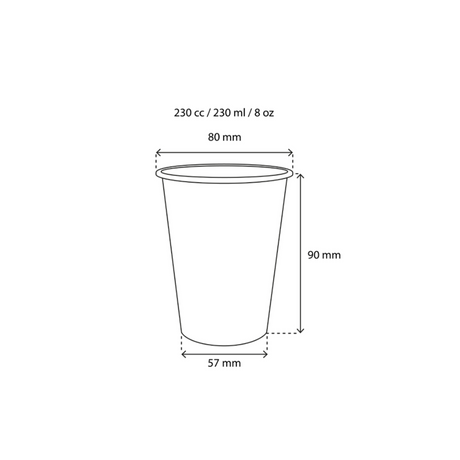 Gestreifter Pappbecher 230 ml Ø 80 mm – farbenfroh, biologisch abbaubar & recycelbar für Cappuccino-To-Go