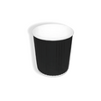 Geriffelter schwarzer Pappbecher 360 ml Ø 90 mm – doppelwandig, weniger als 5 % Kunststoff, ideal für Espresso-To-Go