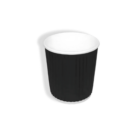 Geriffelter schwarzer Pappbecher 360 ml Ø 90 mm – doppelwandig, weniger als 5 % Kunststoff, ideal für Espresso-To-Go