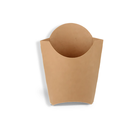 Pommes-Schütte 87x133x170mm in Kraftbraun, robust & recycelbar für große Snackportionen in Gastronomie und Streetfood