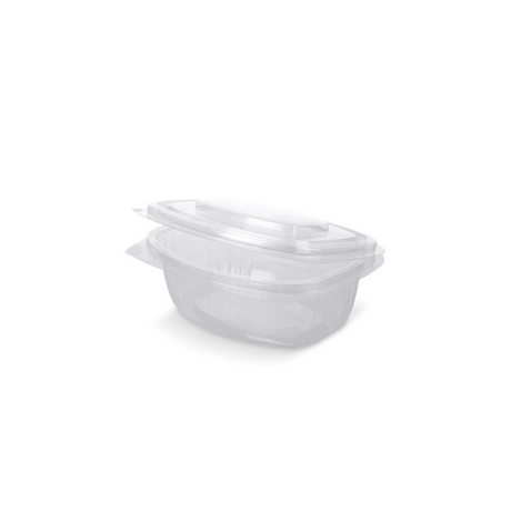 Klar erkennbare rPET Schale 500 ml mit Klappdeckel – praktische & nachhaltige Verpackung für Salate, Snacks & Bowls
