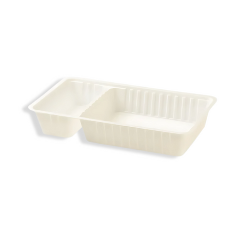 Snackschale A20 aus Kunststoff, weiß, 2-geteilt 205×122×36 mm – elegante Snack-& Dip-Schale