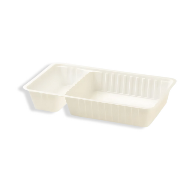 Snackschale A20 aus Kunststoff, weiß, 2-geteilt 205×122×36 mm – elegante Snack-& Dip-Schale