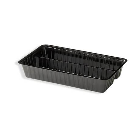 Kunststoff 2-geteilte Snackschale J24 205×122×36 mm schwarz – stilvolle Verpackung für Snacks & Dip