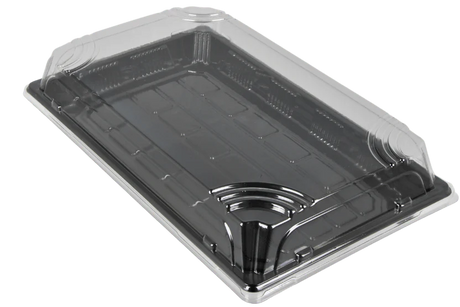 Schwarzes Sushi-Tray L mit Deckel – große Verpackungslösung für Sushi-Bars, Restaurants & Lieferdienste, perfekt für Maki, Nigiri & Sashimi