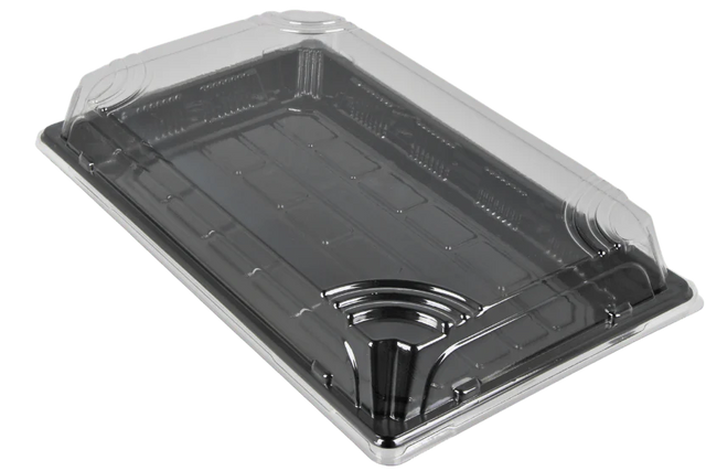Schwarzes Sushi-Tray L mit Deckel – große Verpackungslösung für Sushi-Bars, Restaurants & Lieferdienste, perfekt für Maki, Nigiri & Sashimi