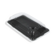 Take-Away Sushi Tray schwarz 160×90 mm mit Deckel – stilvolle & hygienische Verpackungslösung