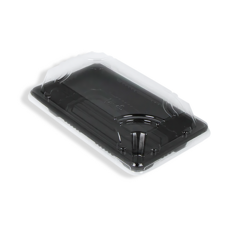 Take-Away Sushi Tray schwarz 160×90 mm mit Deckel – stilvolle & hygienische Verpackungslösung