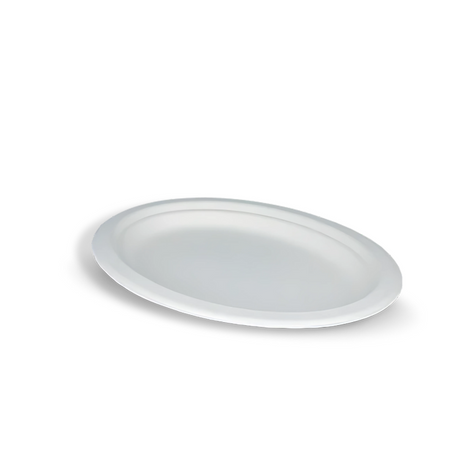 Ovale Zuckerrohr-Teller 26×20 cm aus Bagasse – kompostierbar & PFAS-frei für nachhaltiges Servieren