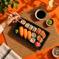 PS Sushi-Box mit Deckel L, Schwarz, 400Stk