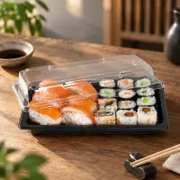 PP Sushi-Box + Deckel M, schwarz, 500Stk