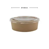Papp Salatschale mit PET-Deckel 750ml, Ø148mm, Kraftbraun, 300Stk