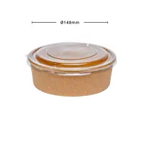 Papp Salatschale mit PP-Deckel 1000ml, Ø148mm,...